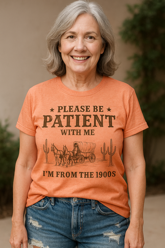 Vintage T-skjorte med Bokstavtrykk og Rund Hals for Kvinner