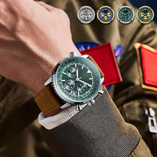 Ideell gave - Vanntett analog multifunksjonskronograf - Kvartsklokke med dato til menn