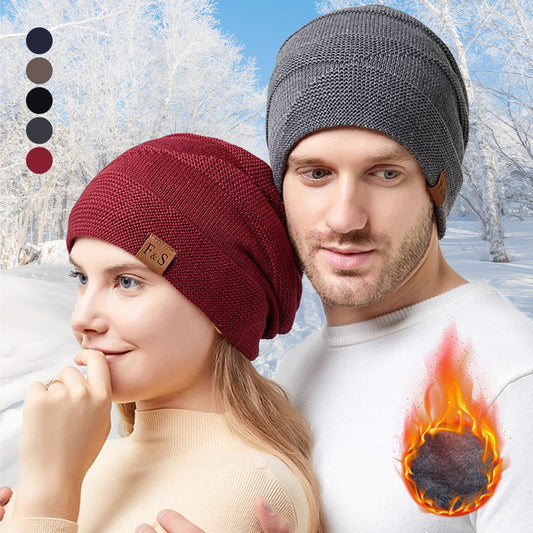 Beste gave - Varm Vintermote Solidfarget Polstret Strikkelue