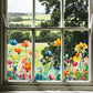 💐Nyttårssalg 50% avslag💞 Fargerik blomsterbukett vindusklistremerke 🖼️ (Klipp til størrelse fritt)