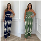 Trykt tube topp ermeløs jumpsuit