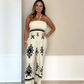 Trykt tube topp ermeløs jumpsuit