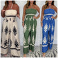 Trykt tube topp ermeløs jumpsuit