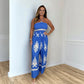 Trykt tube topp ermeløs jumpsuit