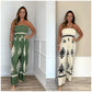 Trykt tube topp ermeløs jumpsuit