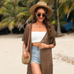 🏝️Strikket Strandcover-up for Dame med Åpen Front og Frynser – Lett bohemsk stil til stranden