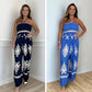 Trykt tube topp ermeløs jumpsuit