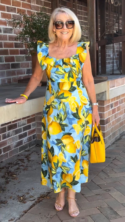 🍋Plus Size tunika kjole med sitrontrykk