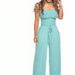 🔥2024 Varmt salg 50% avslag-Off😍 Shoulder Solid Color Smocked Jumpsuit