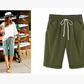 Plus Size ensfargede, elastiske shorts i løs størrelse