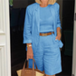 💕Elegant sett med shorts og blazer i lin for kvinner