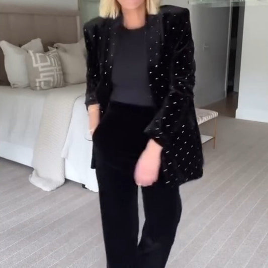 Kvinners luksuriøse blazer med rhinestones dekor