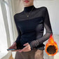 Mesh-topp med mockahals for kvinner