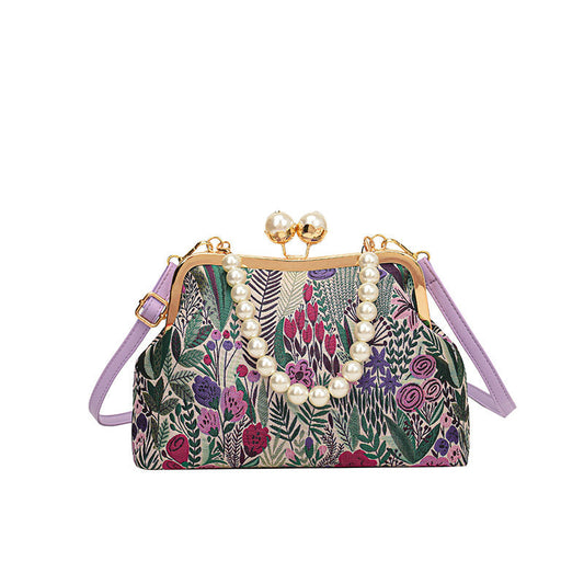 Vintage Blomst Broderi Håndveske for Kvinner