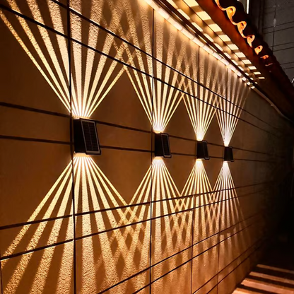 Utendørs vanntett solcellevegg dekorativ spotlight med 4 LED-lys