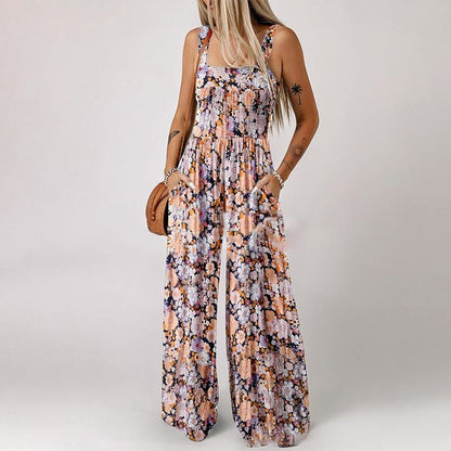 ⏳ Begrenset tid 50% avslag! 🍀Ermeløs jumpsuit med casual trykk for kvinner(Jo mer du kjøper, jo høyere rabatt)