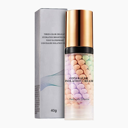 3-farget Delicate Hydration Brighten Skin Tone Waterproof Concealer Isolation Cream
