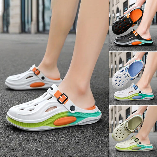 Fargeblokkerende, pustende tresko med tykk såle for menn