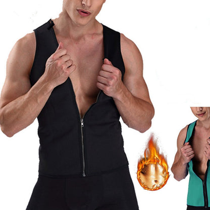 Herretreningsvest med glidelås for kroppsforming