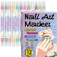 🥳2026 TOPPSALG🥳💞Over 50 000 solgt!✨🎨 50 % RABATT! Neglelakkpenner med to spisser – Tørker raskt, uten UV-lampe. Fin spiss og penselspiss. 12/24 livlige farger. Enkel DIY hjemme. Ingen flekker, bare kunst! 💅🖌️
