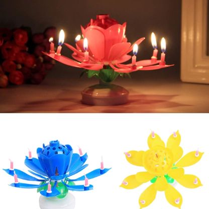 Flerfarget overraskelseslys med form som en lotusblomst